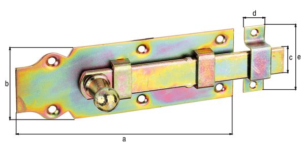 Produktbild Alberts Türriegel mit Knopf gerade mit Schlaufe gelb verzinkt Platte LxB 160x56mm bild 2