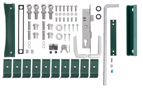 Produktbild Alberts Zubehörset grün RAL 6005 für Doppeltor Flexo 1400 bis 2000 mm Höhe