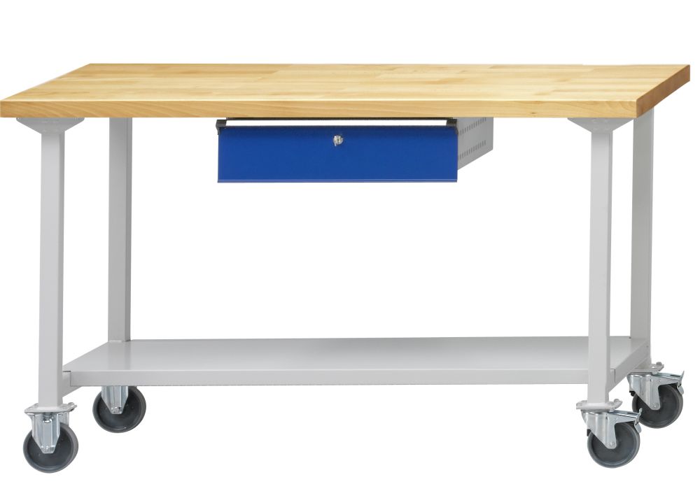 Produktbild Anke Arbeitstisch fahrbar Modell 63 1500x700x850 Buche Massiv Platte 400.850