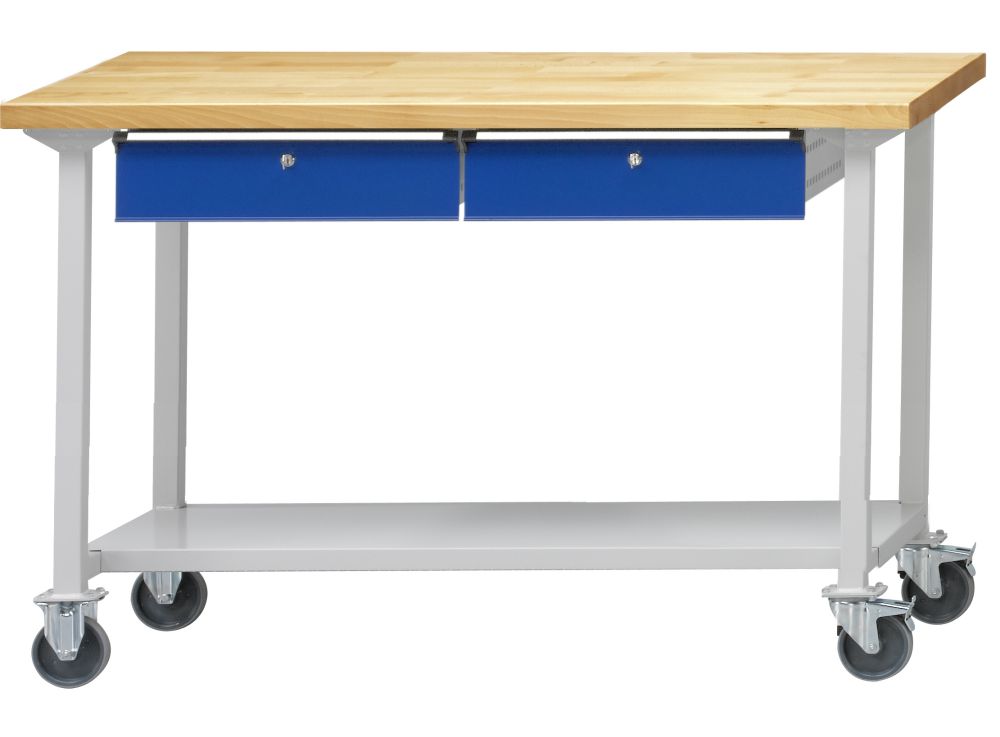 Produktbild Anke Arbeitstisch fahrbar 1500x800x900mm Buche Massiv Platte 401.883