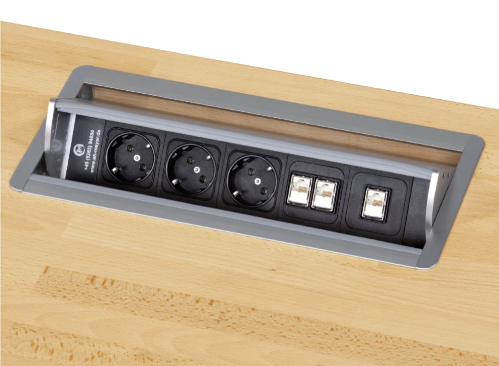 Produktbild Anke Media Box RJ45 230V Serie VC in der Arbeitsplatte versenkbar 900.390