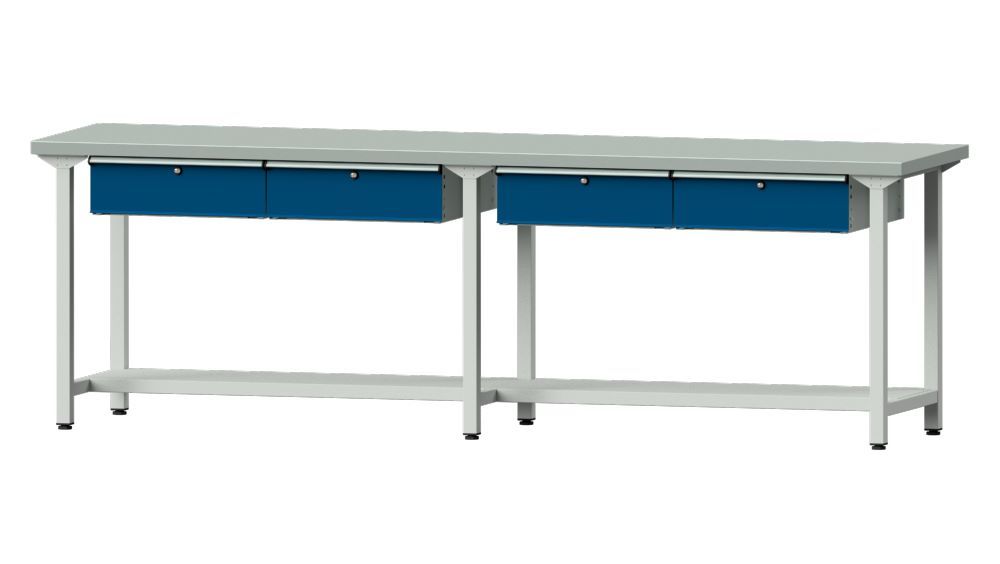 Produktbild Anke Arbeitstisch Modell 95 RAL 7035/5010 Breite 2800 x Höhe 890 mm