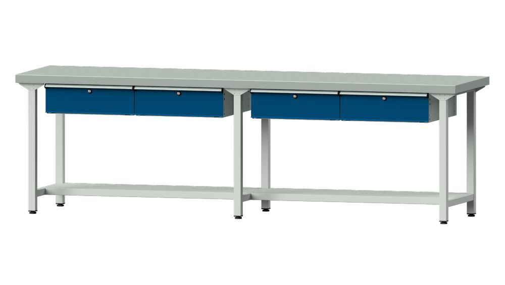 Produktbild Anke Arbeitstisch Modell 95 RAL 7035 / 5010  2800 x 700 x 850 mm