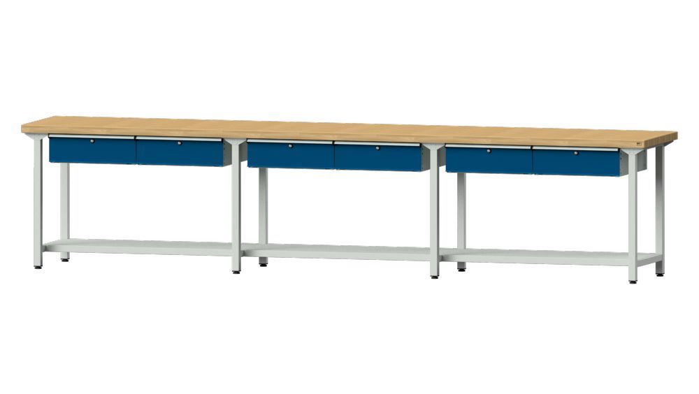 Produktbild Anke Arbeitstisch Modell 105 Buche-Massiv-Platte 50 mm 6 x Hängeschubladen