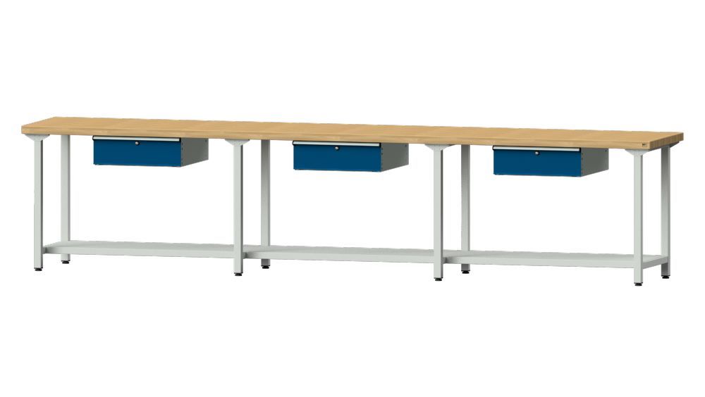 Produktbild Anke Arbeitstisch Modell 103 Buche-Massiv-Platte 50 mm mit 3 x Hängeschubladen