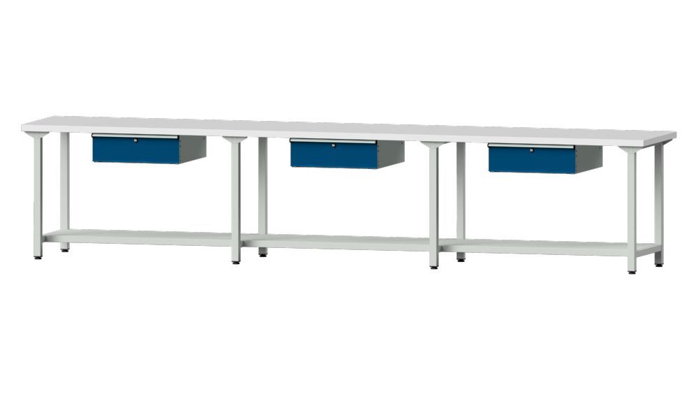 Produktbild Anke Arbeitstisch Modell 103 RAL 7035 / 5010 Platte Höhe 40 mm