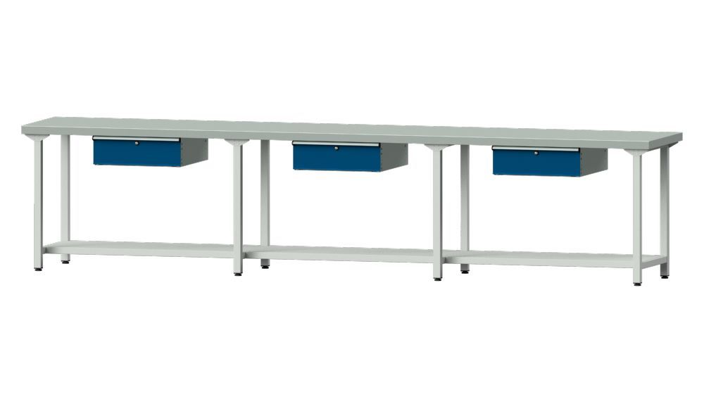 Produktbild Anke Arbeitstisch Modell 103 RAL 7035 / 5010 Breite 4050 mm