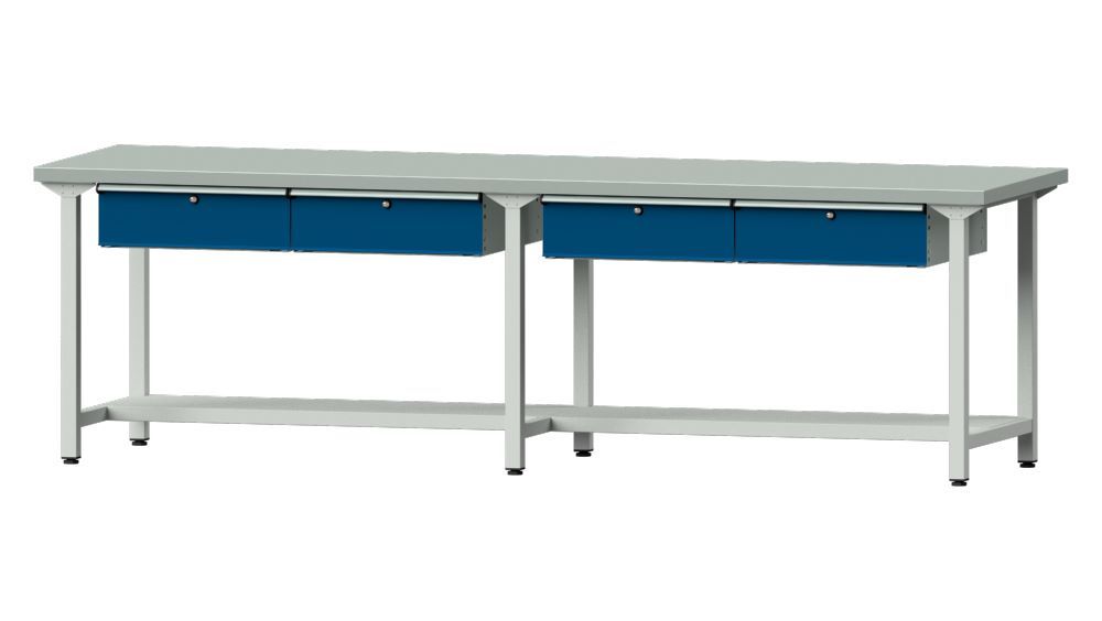 Produktbild Anke Arbeitstisch Modell 195 mit 2 x Hängeschublade RAL 7035 / 5010