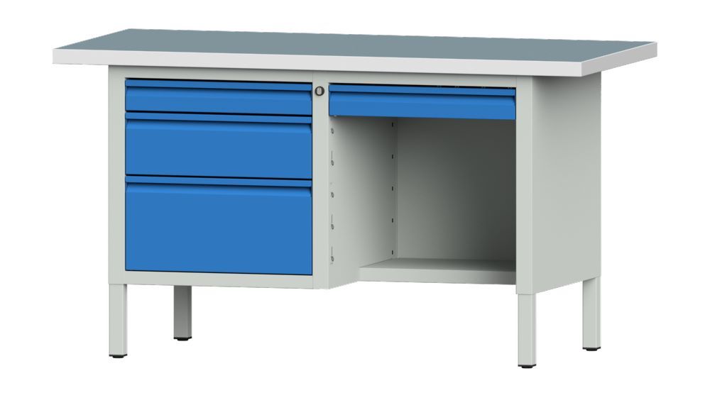 Produktbild Anke Kastenwerkbank Serie E 1500 Modell 348 E mit 4 Schubladen in blau