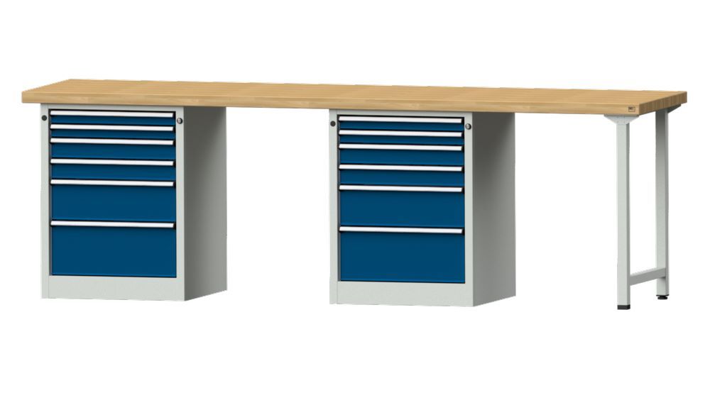 Produktbild Anke Kombiwerkbank Serie V 2800 Modell 916 V Buche-Massiv-Platte RAL 7035 / 5010