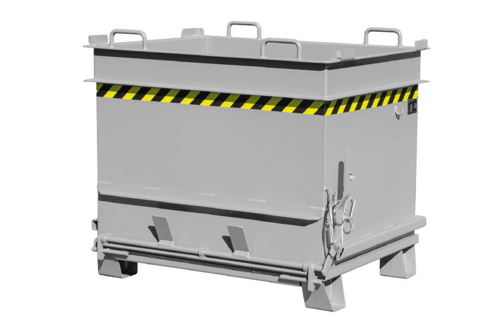 Produktbild Bauer Baustoffcontainer BC 1000 Steinklammer - Entriegelung lackiert mausgrau