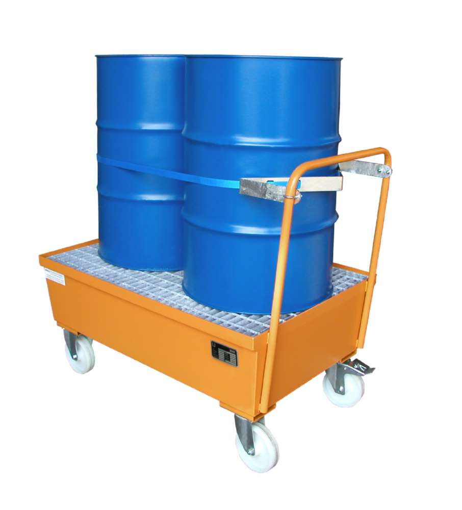 Produktbild Bauer Fahrbare Auffangwanne AWF2 800 x 695 x 1200 mm lackiert gelborange bild 2