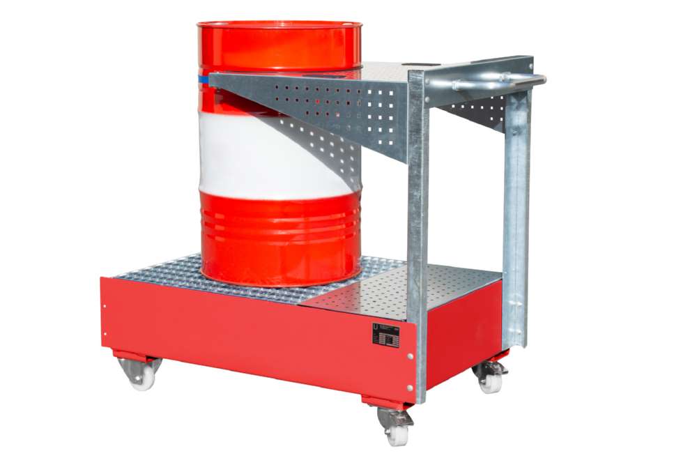 Produktbild Bauer Fahrbare Auffangwanne 1450 x 1195 x 800 mm Lochplattenwand LPW 200 4 feuerrot bild 2