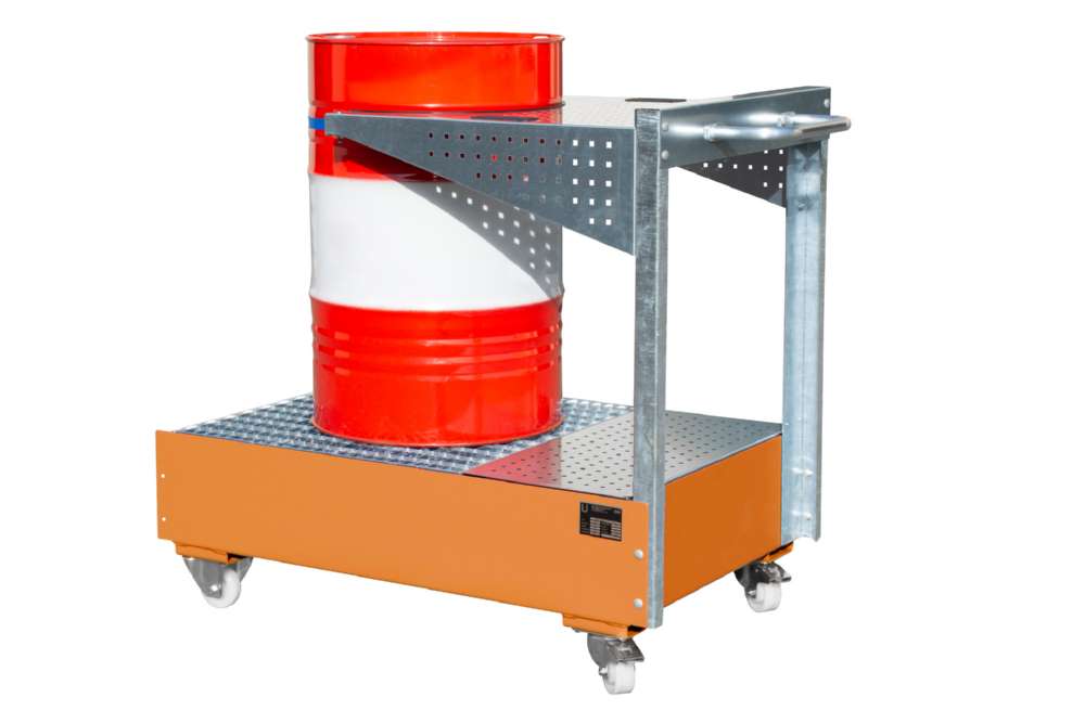 Produktbild Bauer Fahrbare Auffangwanne 1450 x 1195 x 800 mm Lochplattenwand LPW 200 4 gelborange bild 2