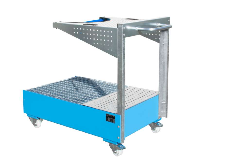 Produktbild Bauer Fahrbare Auffangwanne 1450 x 1195 x 800 mm Lochplattenwand LPW 200 4 lichtblau bild 1