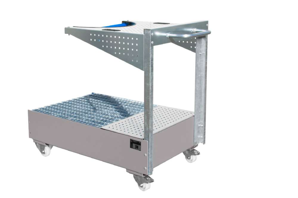 Produktbild Bauer Fahrbare Auffangwanne 1450 x 1195 x 800 mm Lochplattenwand LPW 200 4 mausgrau bild 1