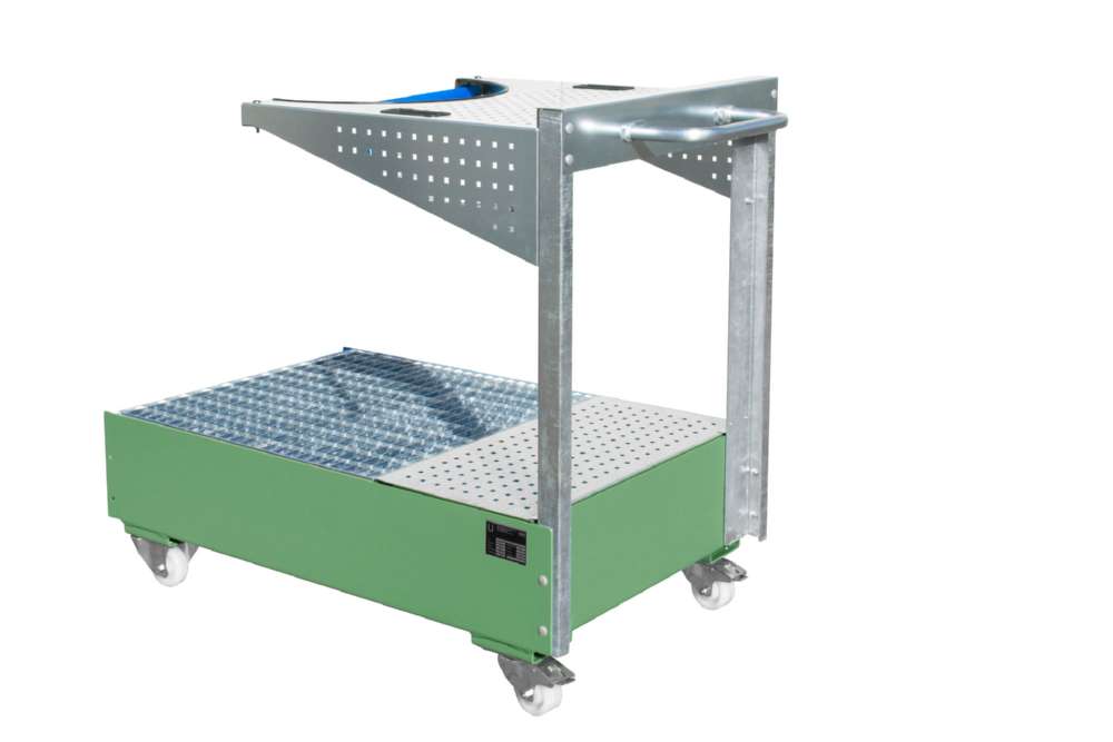 Produktbild Bauer Fahrbare Auffangwanne 1450 x 119 x 800 mm Lochplattenwand LPW 200 4 resedagrün