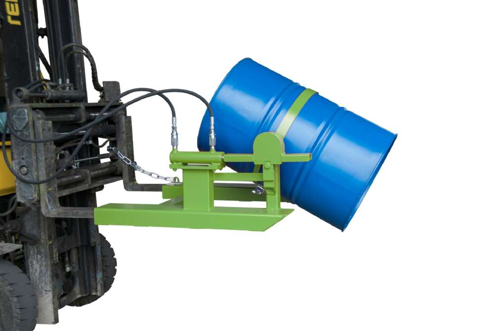 Produktbild Bauer Fasskipper FD-H Kippvorgang mit Hubzylinder lackiert resedagrün bild 2