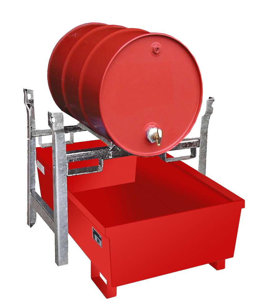 Produktbild Bauer Fassregal FRA 1 Auffangwanne lackiert 1200 x 415 x 800 mm feuerrot bild 2