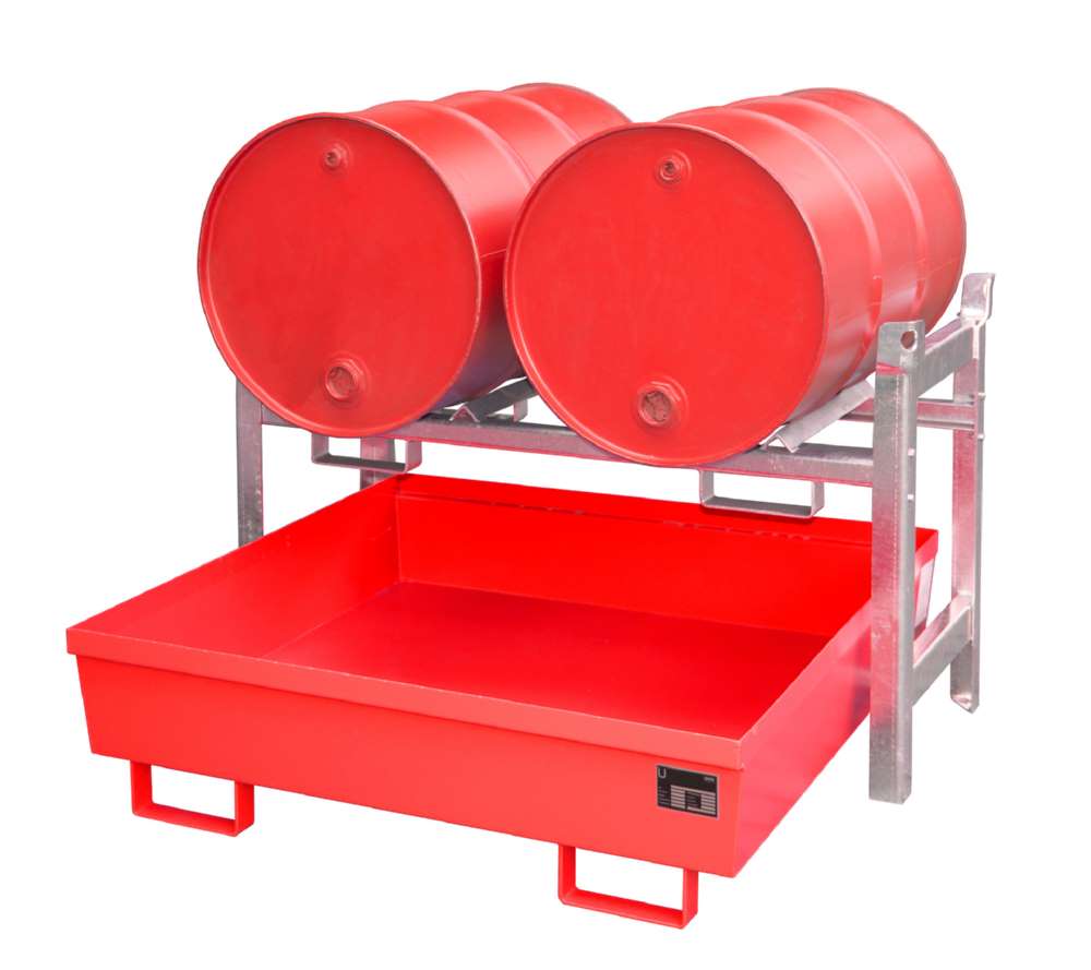 Produktbild Bauer Fassregal FRA 2 Auffangwanne 1200 x 335 x 1200 mm lackiert feuerrot bild 2