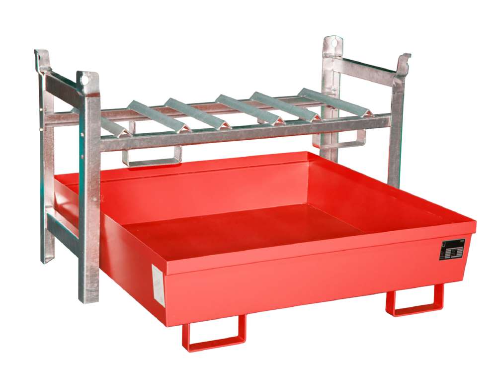 Produktbild Bauer Fassregal FRA 3 Auffangwanne 1200 x 335 x 1200 mm lackiert feuerrot