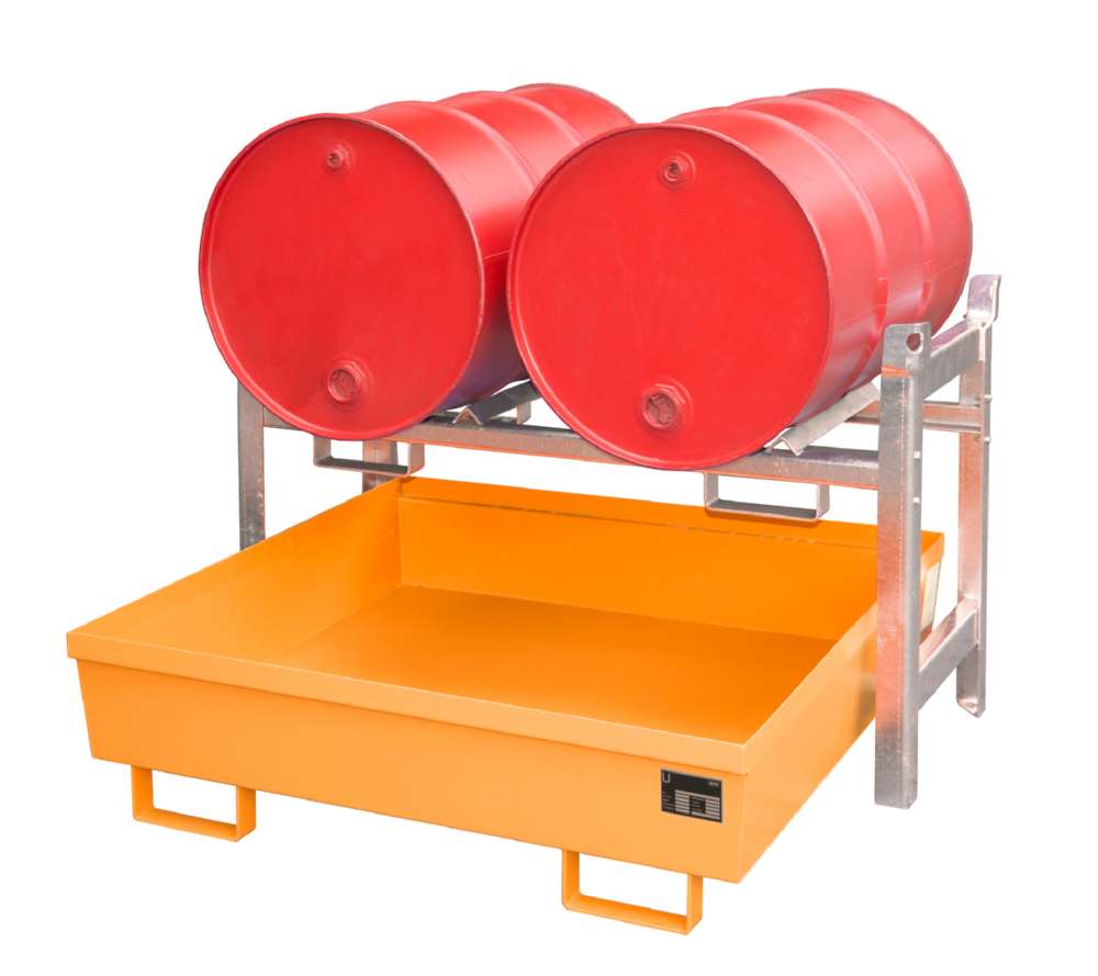 Produktbild Bauer Fassregal FRA 2 Auffangwanne 1200 x 335 x 1200 mm lackiert gelborange