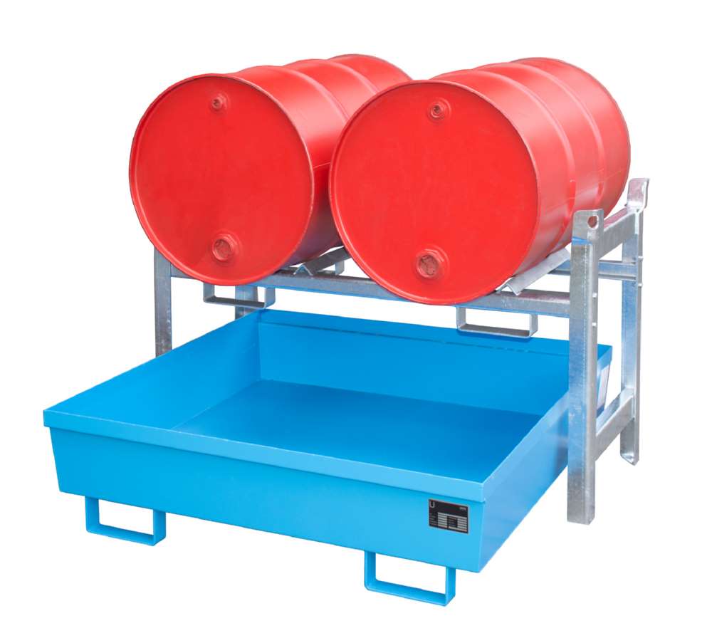 Produktbild Bauer Fassregal FRA 2 Auffangwanne 1200 x 335 x 1200 mm lackiert lichtblau bild 2