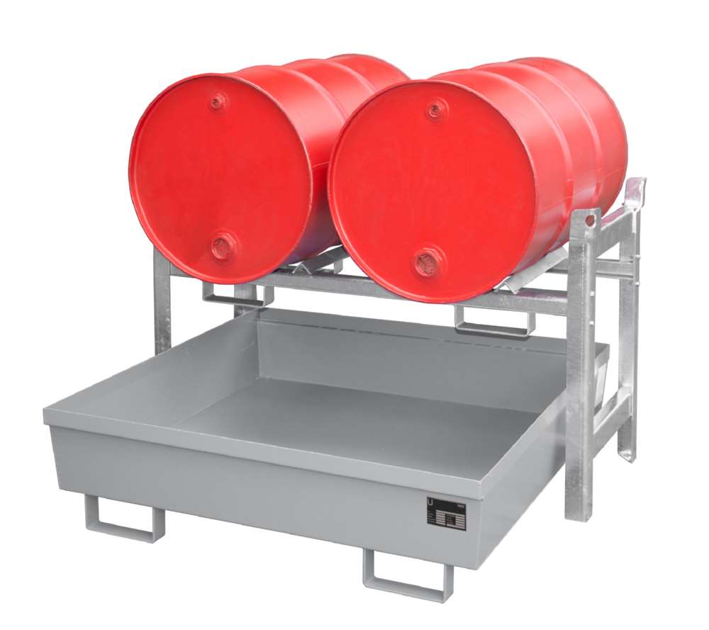 Produktbild Bauer Fassregal FRA 2 Auffangwanne 1200 x 335 x 1200 mm lackiert mausgrau bild 2