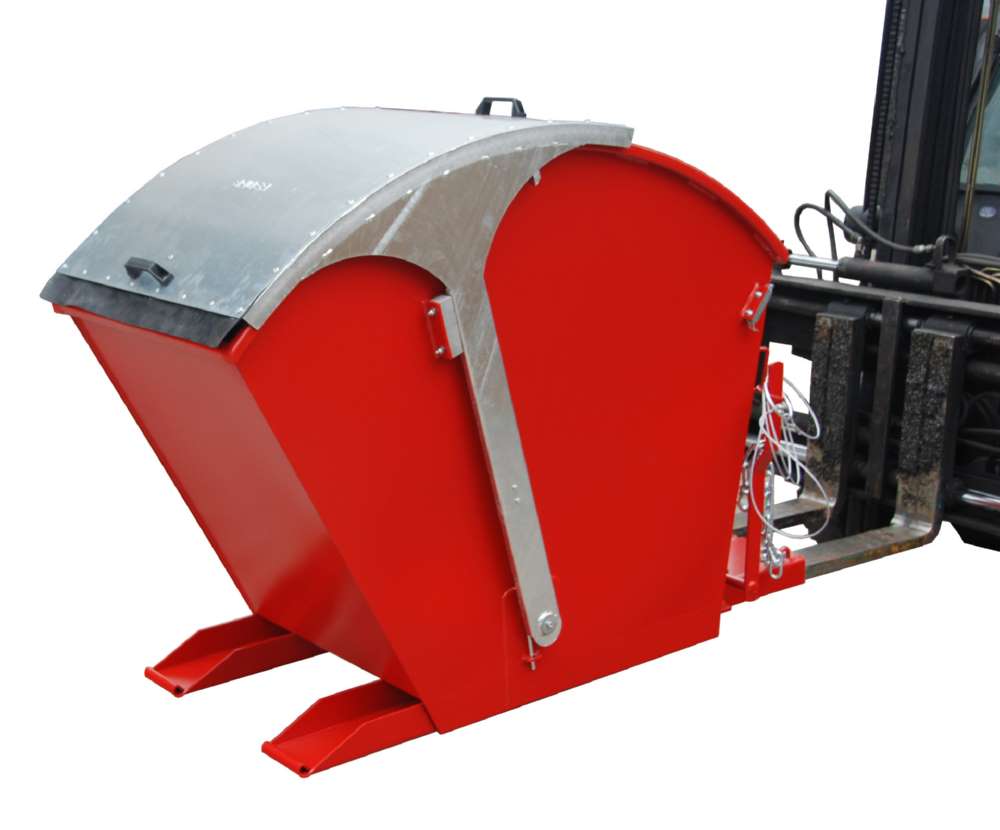 Produktbild Bauer Kippbehälter RD 750 mit Runddeckel lackiert in der Farbe Feuerrot