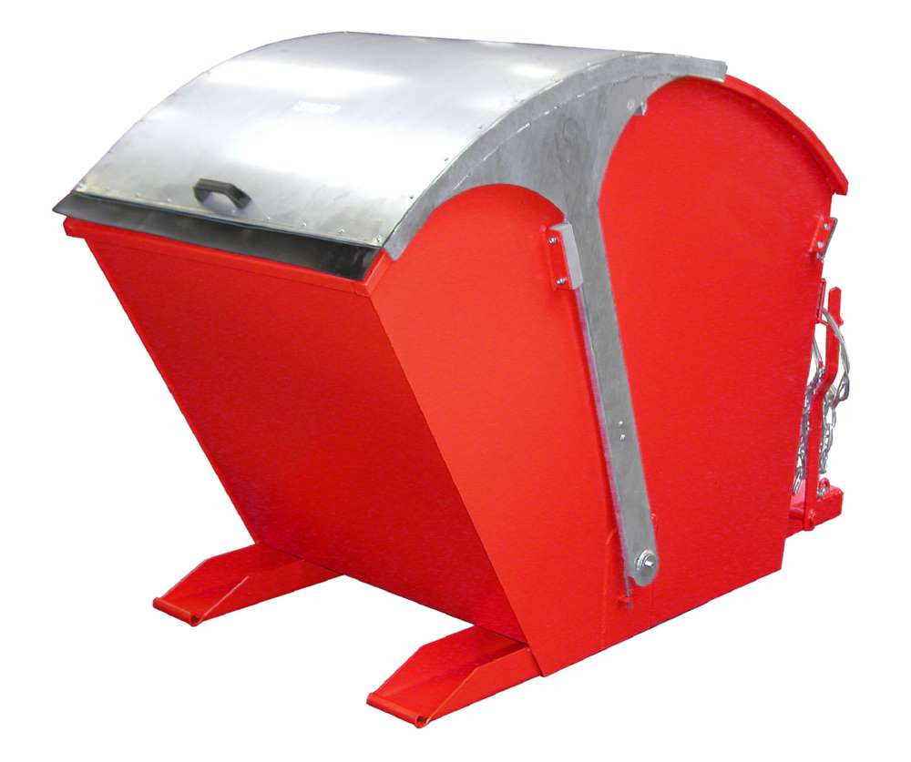 Produktbild Bauer Kippbehälter RD 1000 mit Runddeckel lackiert in der Farbe Feuerrot