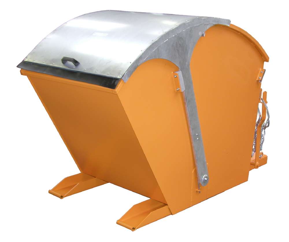 Produktbild Bauer Kippbehälter RD 1000 mit Runddeckellackiert in der Farbe Gelborange