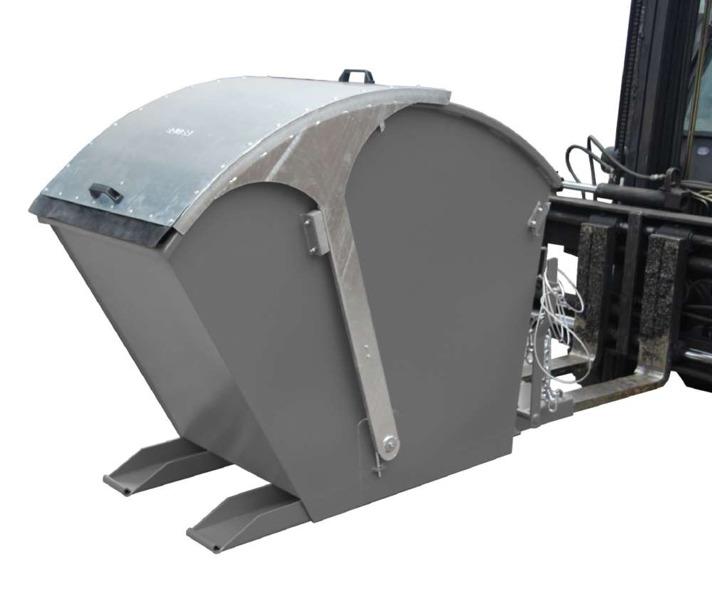 Produktbild Bauer Kippbehälter RD 750 mit Runddeckel lackiert in der Farbe Mausgrau