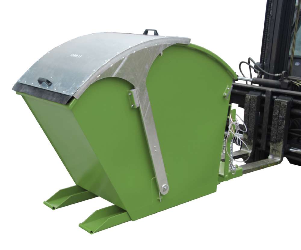 Produktbild Bauer Kippbehälter RD 750 mit Runddeckel lackiert in der Farbe Resedagrün