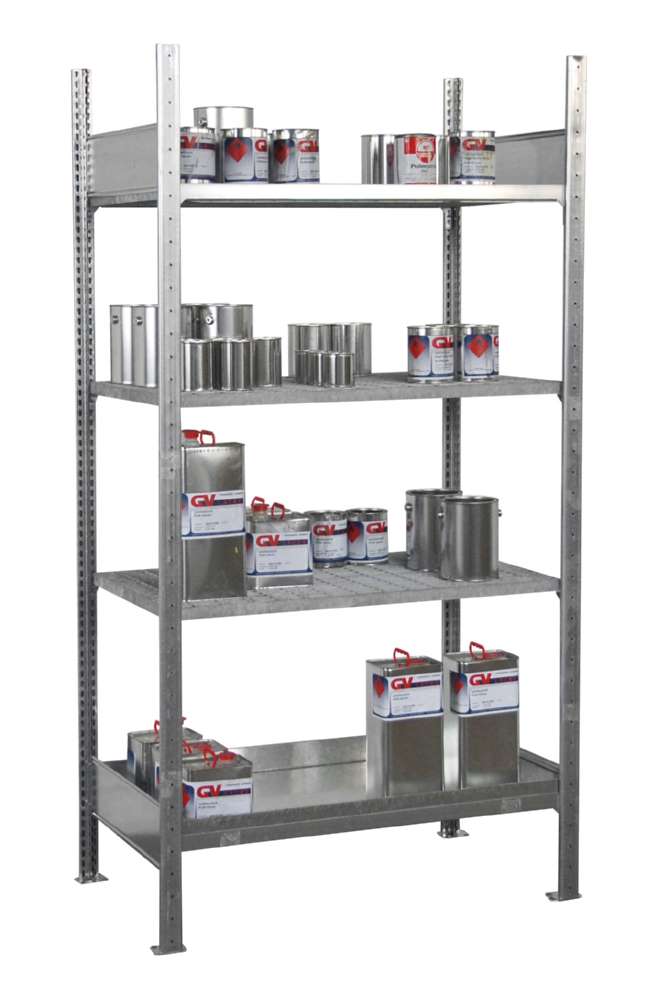 Produktbild Bauer Kleingebinderegal mit Auffangwanne 3017 4E verzinkt 1000 x 2000 x 600 mm