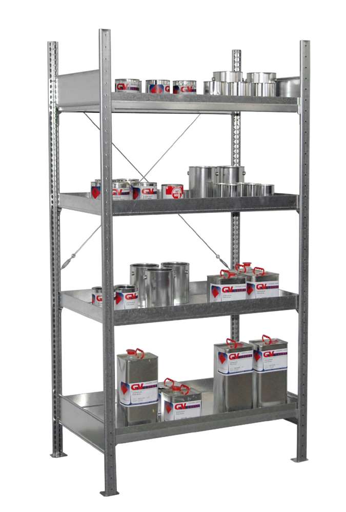 Produktbild Bauer Kleingebinderegal mit Auffangwanne 3019 4E verzinkt 1000 x 2000 x 600 mm