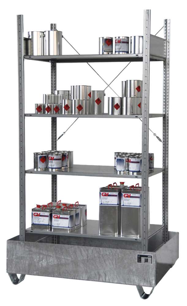 Produktbild Bauer Kleingebinderegal mit Auffangwanne 3022 4E verzinkt 1200 x 2260 x 800 mm