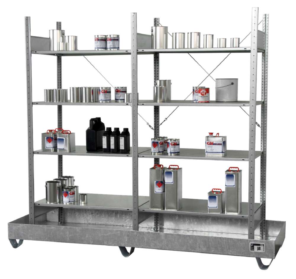 Produktbild Bauer Kleingebinderegal mit Auffangwanne 3024 4E verzinkt 2400 x 2150 x 800 mm