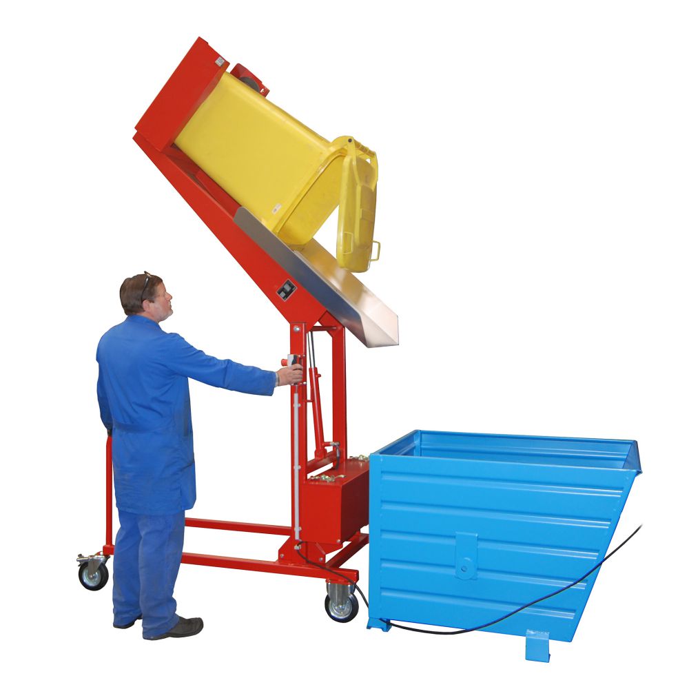 Produktbild Bauer Mülltonnen Kippstation MKS 230 Volt lackiert in der Farbe Feuerrot