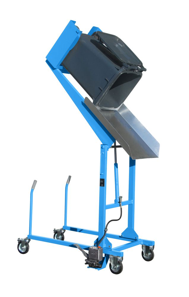 Produktbild Bauer Mülltonnen Kippstation MKS-F lackiert in der Farbe Lichtblau