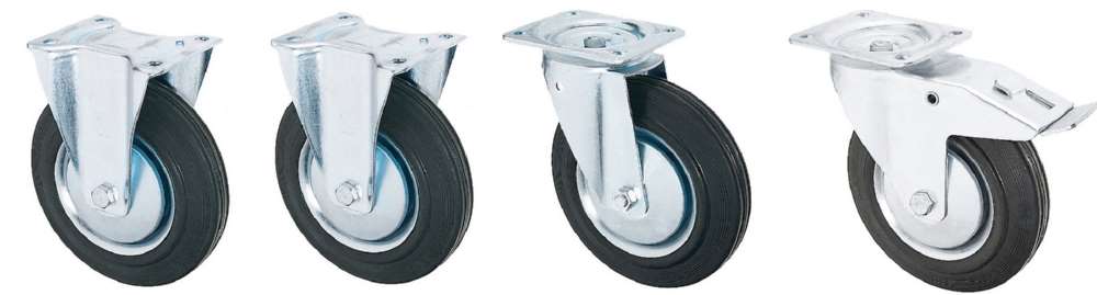 Produktbild Bauer Rollensatz Lenk und Bockrollen Vollgummi Durchmesser 200mm