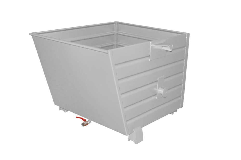 Produktbild Bauer Späne-Stapelkipper BSS 90 mit Siebblech und Ablasshahn lackiert mausgrau