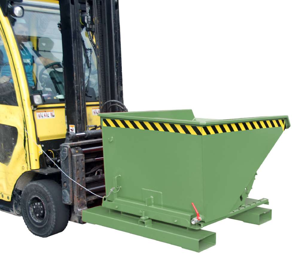 Produktbild Bauer Spänebehälter S3S 600 lackiert resedagrün mit 3 seitiger Kippfunktion bild 2