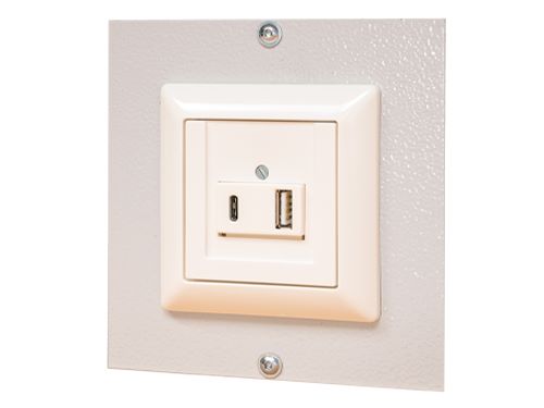 Produktbild Bedrunka+Hirth Abdeckblech mit USB A und USB C Anschluss BxH 125 x 125 mm