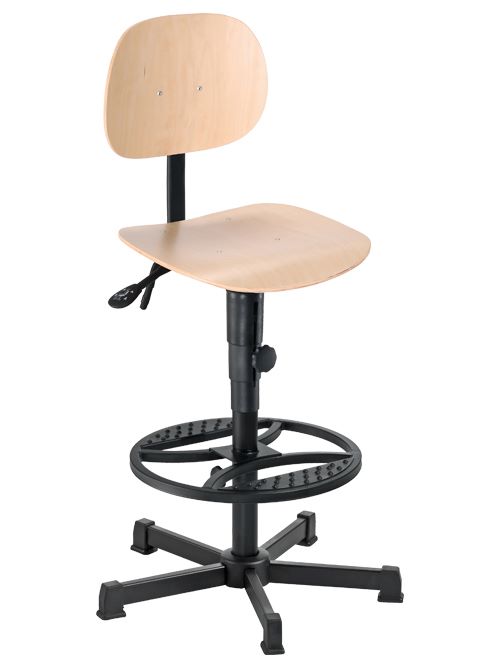 Produktbild Bedrunka+Hirth Arbeitsdrehstuhl mit Bodengleitern und Fußring 640 bis 880 mm Schichtholz