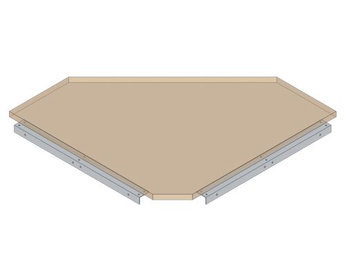 Produktbild Bedrunka+Hirth Arbeitsplatte workraster Eck Platte abgeschrägt 854 x 854 x 40 mm