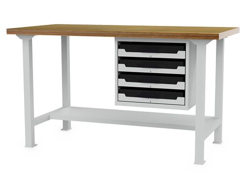 Produktbild Bedrunka+Hirth Arbeitstisch mit Flex Box Schrank 1 Rückwand 1500 x 750 x 859 mm