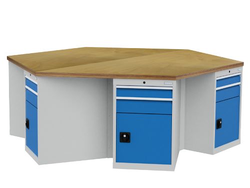 Produktbild Bedrunka+Hirth 6 Eck Werkbank 6 Schubladenschränke 2500 x 2165 x 859 mm
