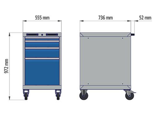 Produktbild Bedrunka+Hirth CNC Schubladenschrank Raster R 18-24 mit Schubladen 555 x 736 x 819 mm