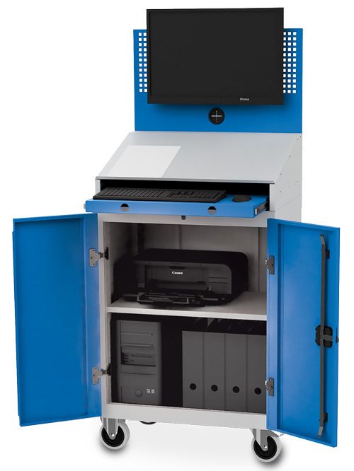 Produktbild Bedrunka+Hirth Computerschrank mobil 1 Lochwand mit Flachbildschirmhalterung 680 x 500 x 1610 m