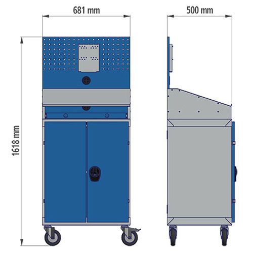 Produktbild Bedrunka+Hirth Computerschrank mobil 1 Lochwand mit Flachbildschirmhalterung 680 x 500 x 1610 m bild 2